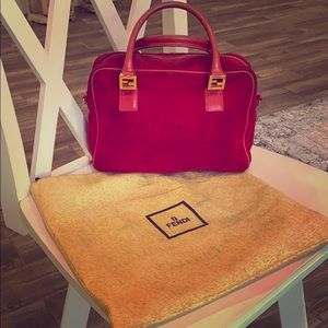 Beautiful Fendi red suede handbag